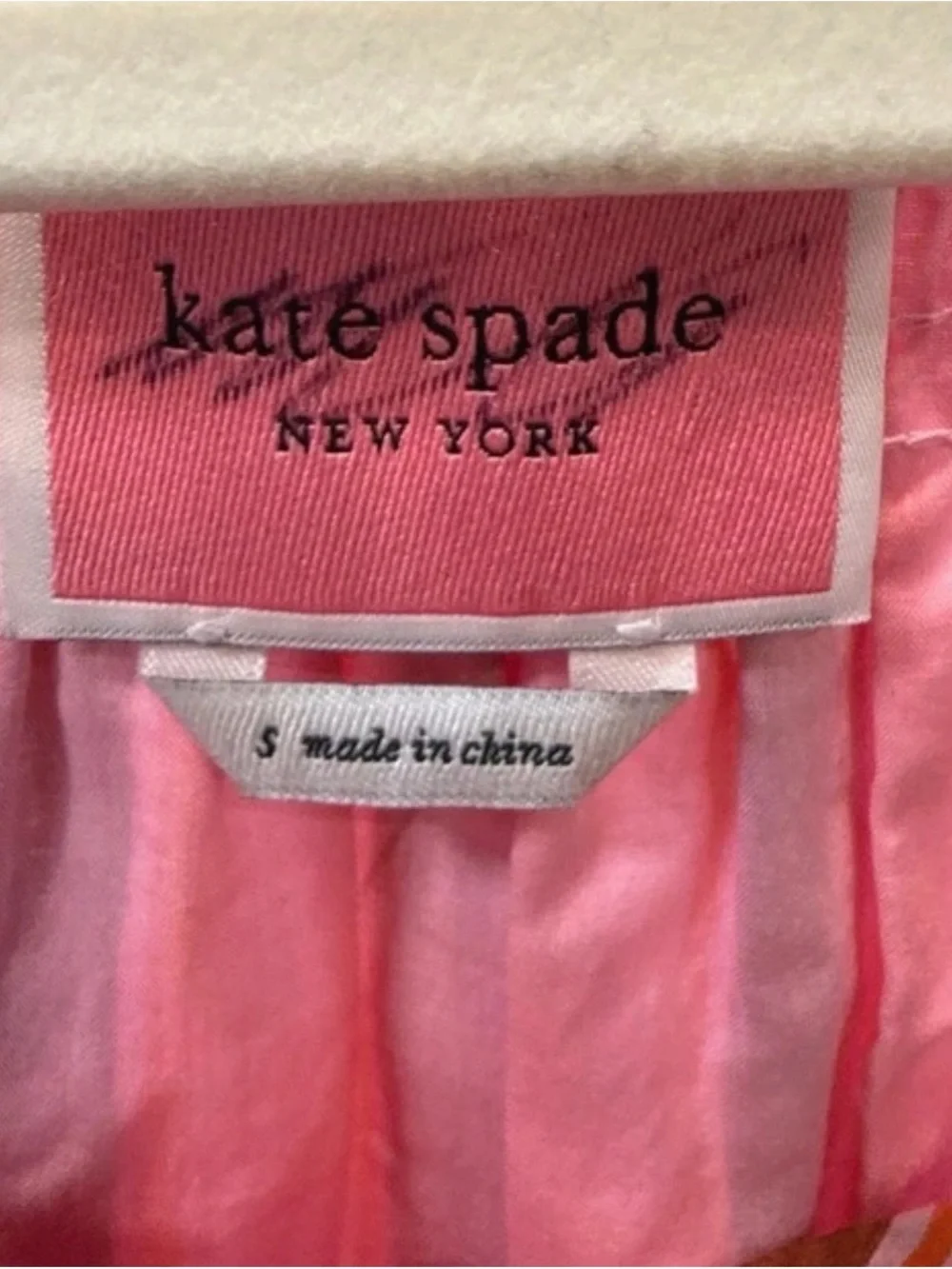 Kate Spade Dress Small Pink Brown Stripe Ruffle Sleeve Tie Waist Pockets cotton